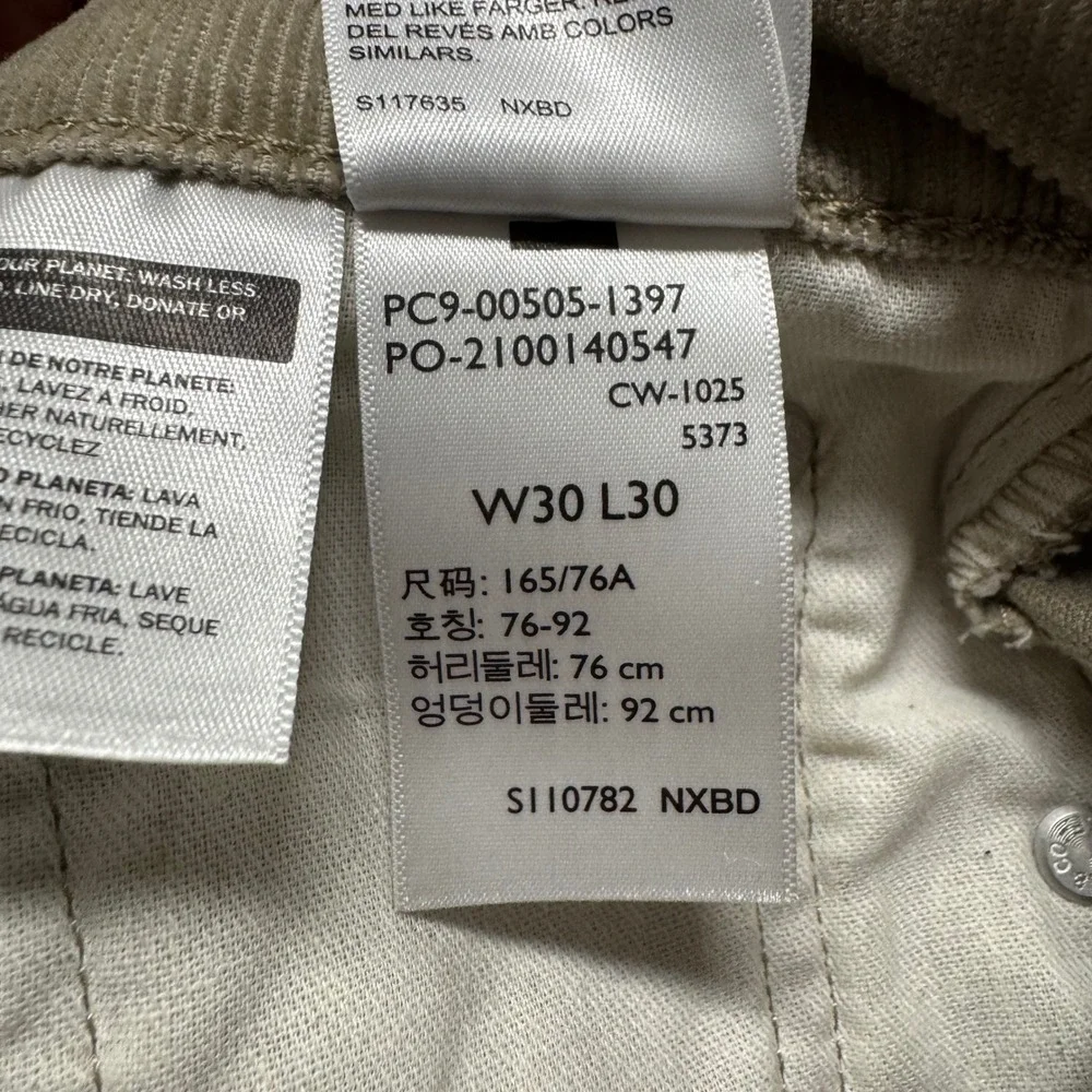 Lot 2 Levi's 505 Regular Fit Pants Mens 30x30 Tan Blue Corduroy